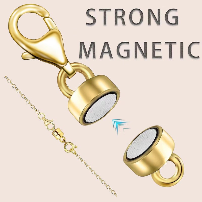 OHINGLT Magnetic Necklace Clasp Extra Strong, Gold and Silver Plated Magnet Jewelry Clasps Converters, Bracelet Extender for Women Seniors - Image 5
